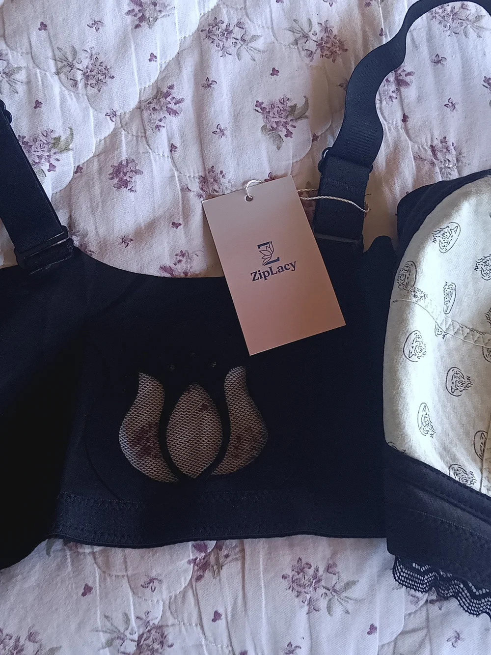 Black Lace Front-Zip Bralette